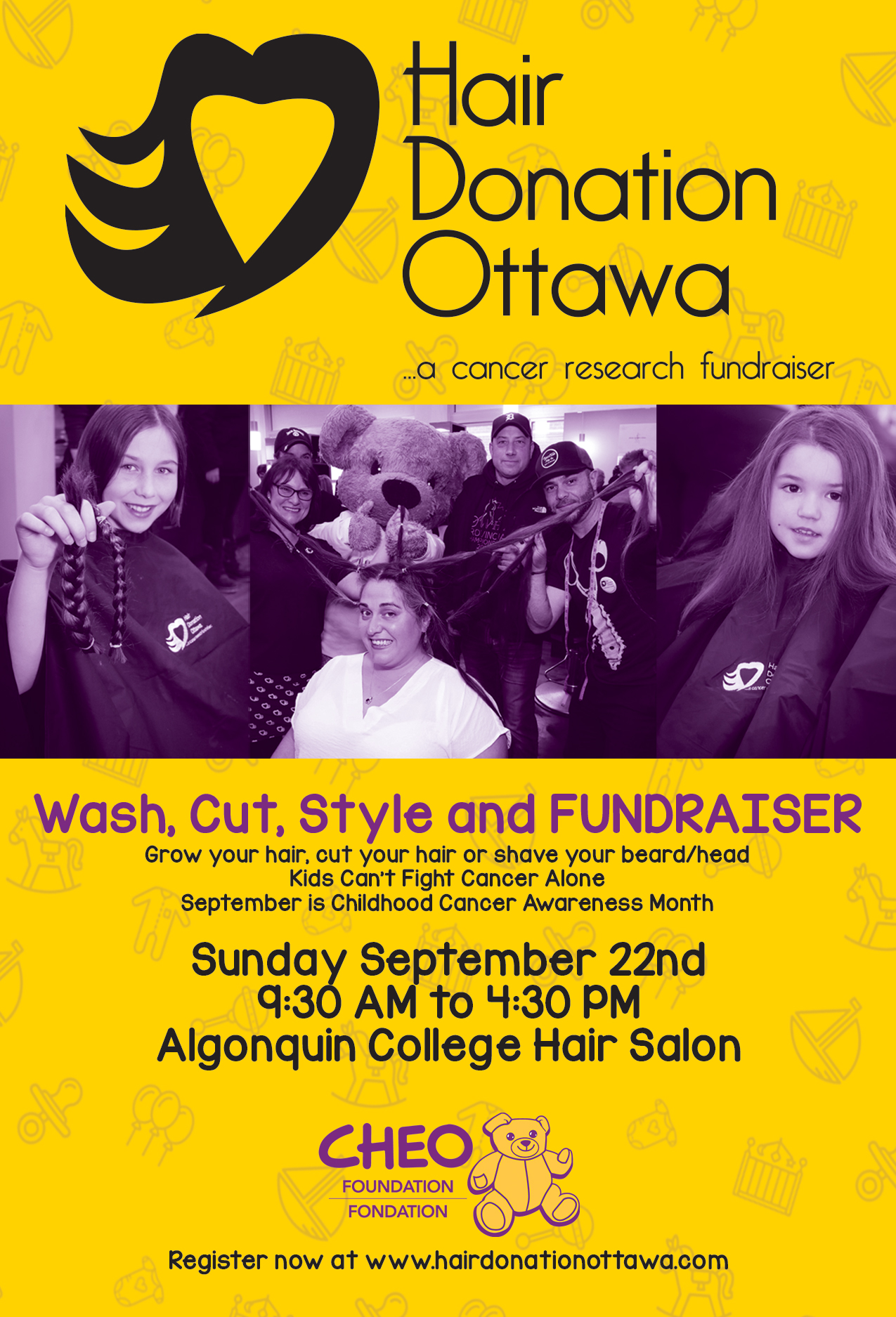 9th Annual Hair Donation Ottawa Cancer research fundraiser for CHEO